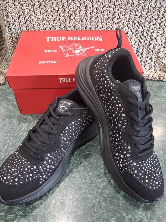 True Religion Shoes - TRUE RELIGION NEW KATIE Black Bling Sparkle Women's Walking Sneaker Size 9 $79